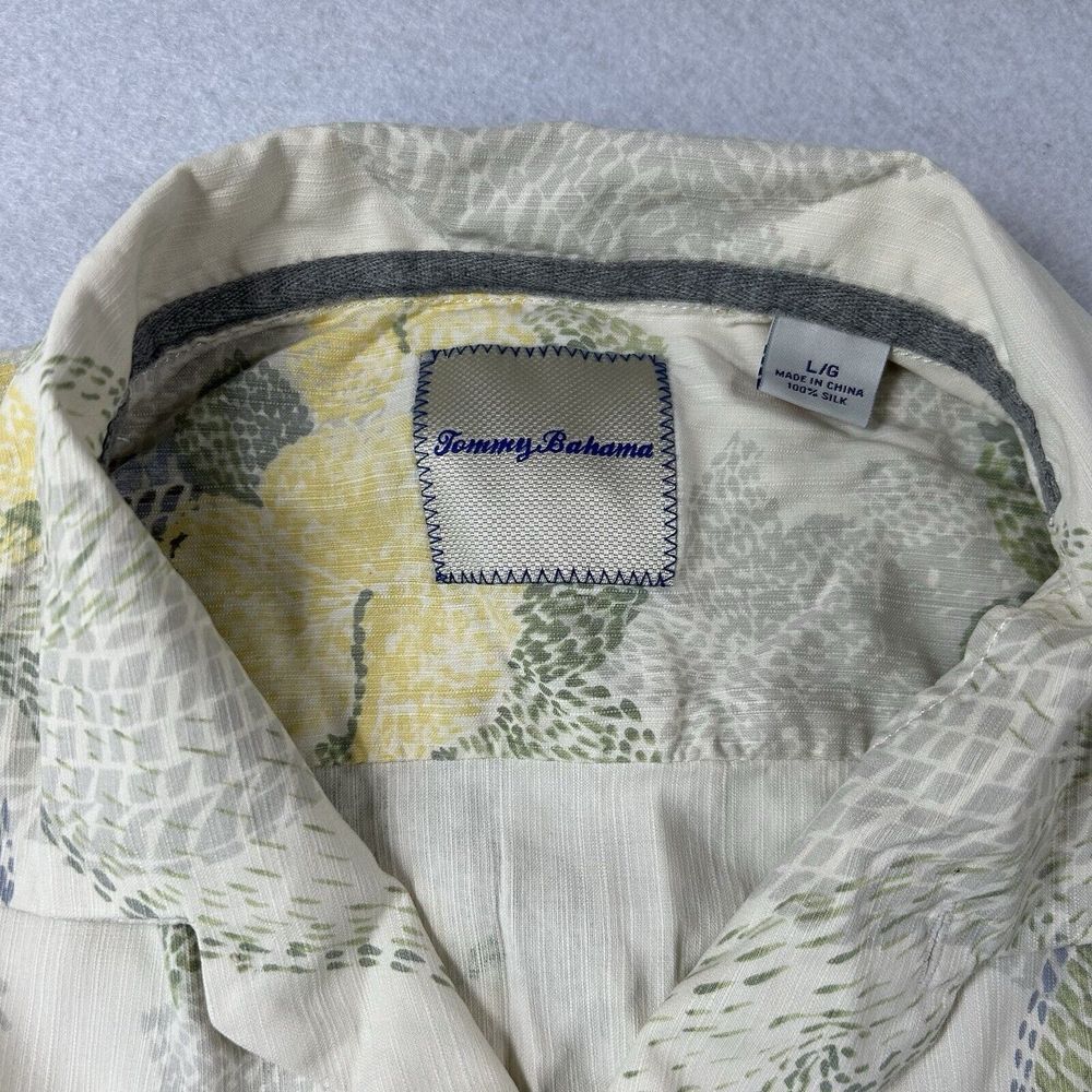 Tommy Bahama Shirt Mens Large Yellow Hawaiian Floral 100% Silk Tropical Summer - Picture 4 of 8
